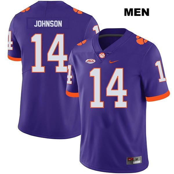 Men's Clemson Tigers #14 Denzel Johnson Stitched Purple Legend Authentic Nike NCAA College Football Jersey REC5846OE